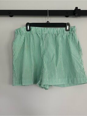 Alex Marie Green and White Striped Shorts with Elastic Waist